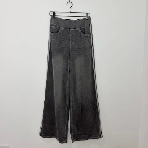 Halara Flex High Waisted Stripe Wide Leg Flowy Washed Casual Jeans Pockets M - Picture 2 of 7